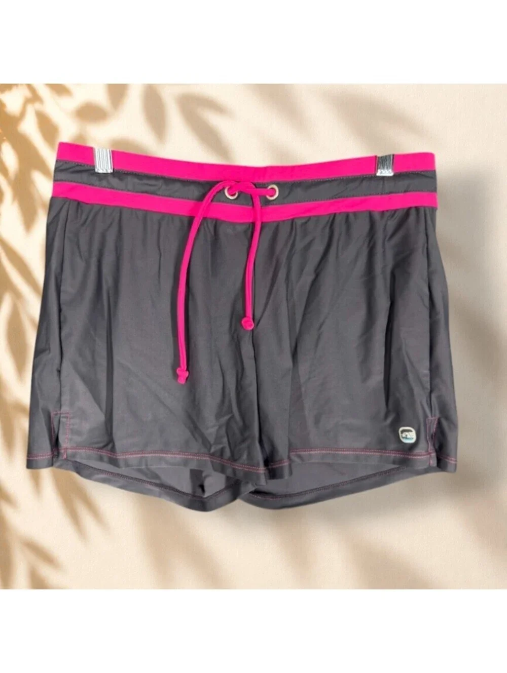 Free Country Activewear Shorts Women M Medium Gray Drawstring Running Athletic
